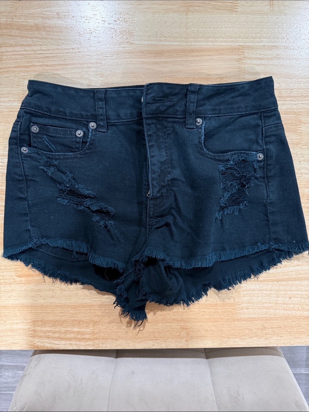 American Eagle Outfitters Black Distressed Denim Shorts